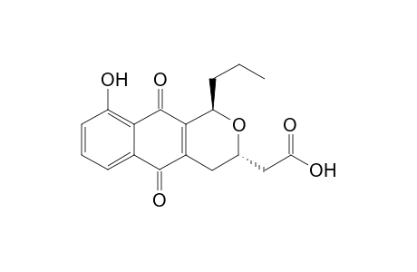 2-[(1R,3S)-9-hydroxy-5,10-diketo-1-propyl-3,4-dihydro-1H-benz[g]isochromen-3-yl]acetic acid