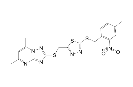 2-((5,7-Dimethyl-[1,2,4]triazolo[1,5-a]pyrimidin-2-ylthio)methyl)-5-(4-methyl-2-nitrobenzylthio)-1,3,4-thiadiazole