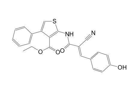 ethyl 2-{[(2E)-2-cyano-3-(4-hydroxyphenyl)-2-propenoyl]amino}-4-phenyl-3-thiophenecarboxylate