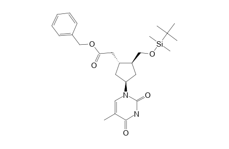 BENZYL-(+/-)-T-2-[[(TERT.-BUTYL)-DIMETHYLSILYLOXY]-METHYL]-T-4-(1,2,3,4-TETRAHYDRO-5-METHYL-2,4-DIOXOPYRIMIDIN-1-YL)-CYCLOPENTANE-R-1-ACETATE