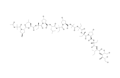 CLONOSTACHIN_B;AC-AIB-1-L-HYP-2-L-LEU-3-D-IVA-4-L-HYP-5-L-LEU-6-L-IVA-7-L-HYP-8-AIB-9-L-IVA-10-D-IVA-11-L-HYP-12-D-IVA-13-L-ILE-14-MANNITO