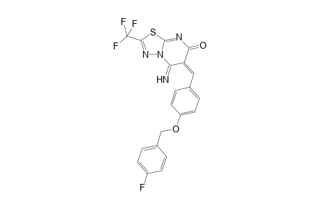 (6E)-5-azanylidene-6-[[4-[(4-fluorophenyl)methoxy]phenyl]methylidene]-2-(trifluoromethyl)-[1,3,4]thiadiazolo[3,2-a]pyrimidin-7-one