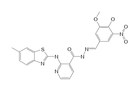 N'-(4-HYDROXY-3-METHOXY-5-NITRO-BENZYLIDENE)-2-[(6-METHYL-1,3-BENZOTHIAZOL-2-YL)-AMINO]-PYRIDINE-3-CARBOHYDRAZIDE