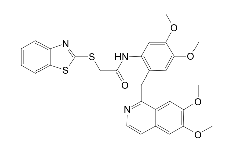 2-(1,3-benzothiazol-2-ylsulfanyl)-N-{2-[(6,7-dimethoxyisoquinolin-1-yl)methyl]-4,5-dimethoxyphenyl}acetamide