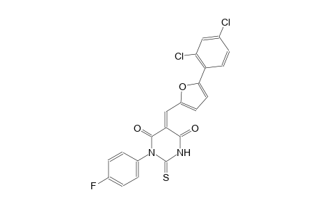 (5E)-5-{[5-(2,4-dichlorophenyl)-2-furyl]methylene}-1-(4-fluorophenyl)-2-thioxodihydro-4,6(1H,5H)-pyrimidinedione