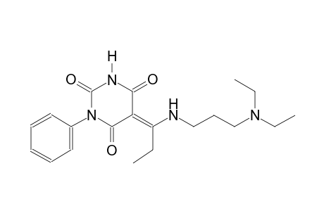 (5E)-5-(1-{[3-(diethylamino)propyl]amino}propylidene)-1-phenyl-2,4,6(1H,3H,5H)-pyrimidinetrione
