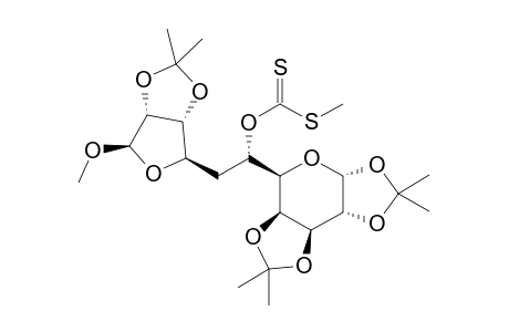Methyl (1,2:3,4:9,10-tri-O-isopropylidene-6-O-(S-methyldithiocarbonate)-7-deoxy-L-glycero-L-allo-.alpha.,D-galacto-undecodialdo-1,5-pyranoside)-11,8-.beta.-furanoside