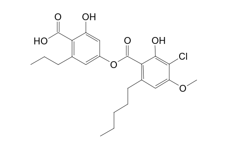 Benzoic acid, 3-chloro-2-hydroxy-4-methoxy-6-pentyl-, 4-carboxy-3-hydroxy-5-propylphenyl ester