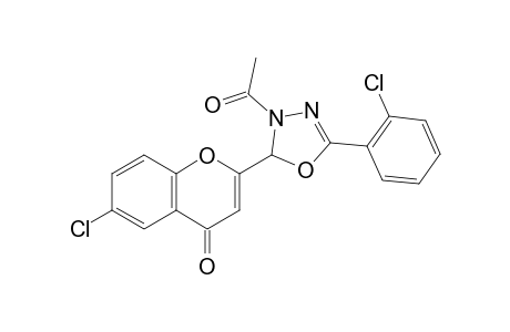 2-(3-acetyl-5-(2-chlorophenyl)-2,3-dihydro-1,3,4-oxadiazol-2-yl)-6-chloro-4H-chromen-4-one