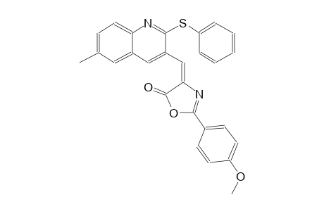 5(4H)-oxazolone, 2-(4-methoxyphenyl)-4-[[6-methyl-2-(phenylthio)-3-quinolinyl]methylene]-, (4E)-