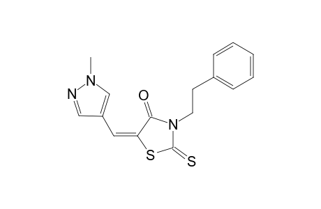 (5E)-5-[(1-methylpyrazol-4-yl)methylene]-3-phenethyl-2-thioxo-thiazolidin-4-one