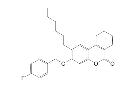 6H-dibenzo[b,d]pyran-6-one, 3-[(4-fluorophenyl)methoxy]-2-hexyl-7,8,9,10-tetrahydro-