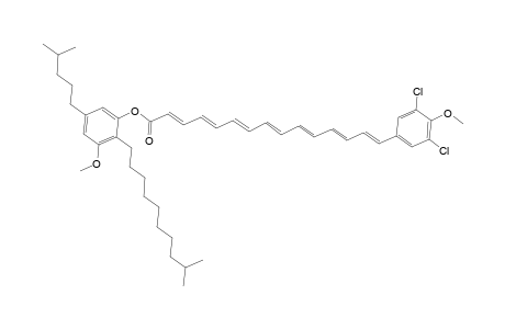 2,4,6,8,10,12,14-Pentadecaheptaenoic acid, 15-(3,5-dichloro-4-methoxyphenyl)-, 3-methoxy-2-(9-methyldecyl)-5-(4-methylpentyl)phenyl ester