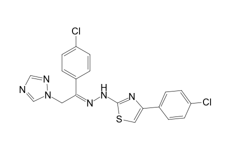 (E)-4-(4-chlorophenyl)-2-(2-(1-(4-chlorophenyl)-2-(1H-1,2,4-triazol-1-yl)ethylidene)hydrazinyl)thiazole