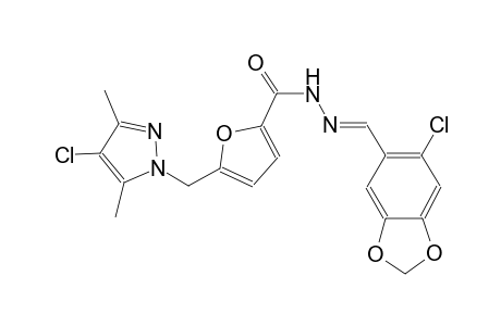 N'-[(E)-(6-chloro-1,3-benzodioxol-5-yl)methylidene]-5-[(4-chloro-3,5-dimethyl-1H-pyrazol-1-yl)methyl]-2-furohydrazide