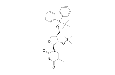 5-METHYL-1-((1R,2R,3R)-TETRAHYDRO-2-TRIMETHYLSILYLOXY-3-((1,1-DIMETHYLETHYLDIPHENYL)-SILYLOXYMETHYL)1-FURANYL)-2,4(1H,3H)-PYRIMIDINEDIONE