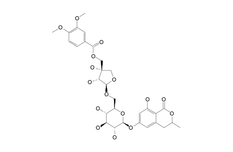 3,4-dimethoxybenzoic acid [(3S,4R,5R)-3,4-dihydroxy-5-[[(2R,3S,4S,5R,6S)-3,4,5-trihydroxy-6-(8-hydroxy-1-keto-3-methyl-isochroman-6-yl)oxy-tetrahydropyran-2-yl]methoxy]tetrahydrofuran-3-yl]methyl ester
