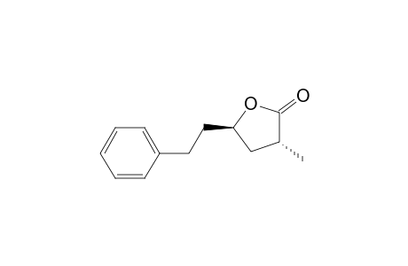 2(3H)-Furanone, dihydro-3-methyl-5-(2-phenylethyl)-, trans-
