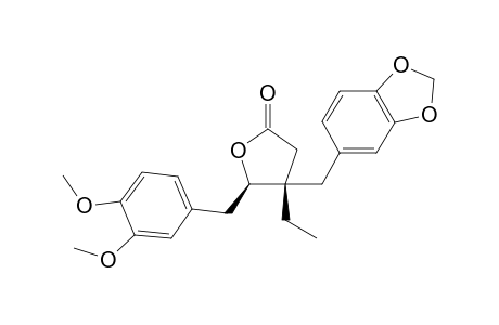 (3S*,4R*)-3-Ethyl-3-[3,4-(methylenedioxy)benzyl]-4-(3,4-dimethoxybenzyl]-.gamma.-butyrolactone