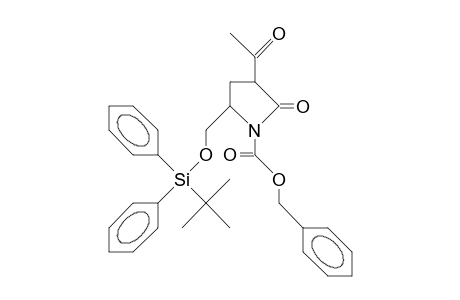 (+)-(3R,5R)-3-Acetyl-N-(benzyloxycarbonyl)-5-(<T-butyl-diphenyl-silyl>-oxymethyl)-2-pyrrolidone