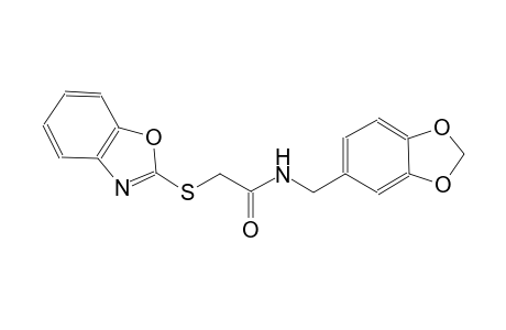N-(1,3-benzodioxol-5-ylmethyl)-2-(1,3-benzoxazol-2-ylsulfanyl)acetamide