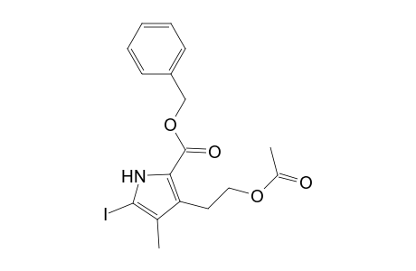 1H-Pyrrole-2-carboxylic acid, 3-[2-(acetyloxy)ethyl]-5-iodo-4-methyl-, phenylmethyl ester
