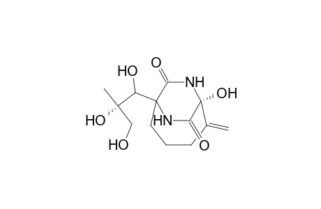 7,9-Diazabicyclo[4.2.2]decane-8,10-dione, 1-hydroxy-2-methylene-6-(1,2,3-trihydroxy-2-methylpropyl)-, [1.alpha.,5.beta.(1R*,2S*)]-(.+-.)-