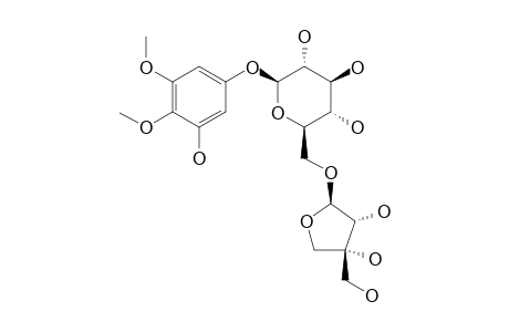 CINNACASSOSIDE-C;3,4-DIMETHOXY-5-HYDROXYPHENOL-BETA-D-APIOFURANOSYL-(1->6)-BETA-D-GLUCOPYRANOSIDE