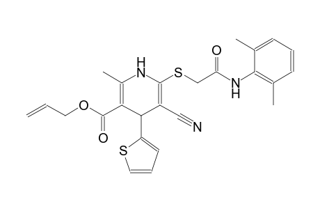 3-pyridinecarboxylic acid, 5-cyano-6-[[2-[(2,6-dimethylphenyl)amino]-2-oxoethyl]thio]-1,4-dihydro-2-methyl-4-(2-thienyl)-, 2-propenyl ester