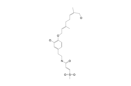 SAKERINOL-B;(E)-3-(METHYLSULFONYL)-PROPENOIC-ACID-(2E,6Z)-3-HYDROXY-4-(8-HYDROXY-3,7-DIMETHYL-2,6-OCTADIENYLOXY)-PHENETHYL-AMIDE