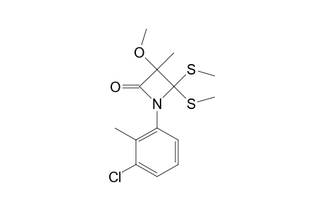 1-(3-CHLORO-2-METHYLPHENYL)-3-METHOXY-3-METHYL-4,4-BIS-(METHYLTHIO)-2-AZETIDINONE