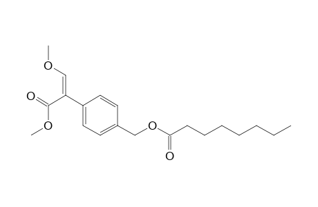 Benzeneacetic acid, alpha-(methoxymethylene)-4-[[(1-oxooctyl)oxy]methyl]-, methyl ester