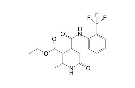 3-Pyridinecarboxylic acid, 1,4,5,6-tetrahydro-2-methyl-6-oxo-4-[[[2-(trifluoromethyl)phenyl]amino]carbonyl]-, ethyl ester
