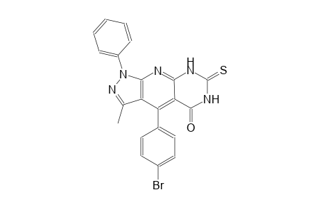 5H-pyrazolo[4',3':5,6]pyrido[2,3-d]pyrimidin-5-one, 4-(4-bromophenyl)-1,6,7,8-tetrahydro-3-methyl-1-phenyl-7-thioxo-