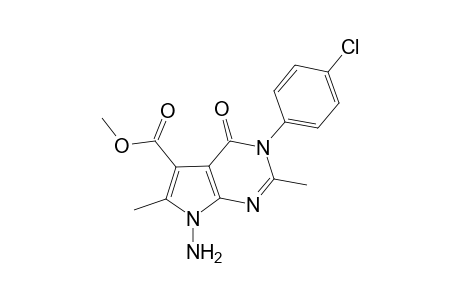 5-(Methoxycarbonyl)-7(N)-amino-2,6-dimethyl-3-(p-chlorophenyl)-pyrrolo[2,3-d]pyrimidin-4-one