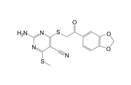 2-amino-4-{[2-(1,3-benzodioxol-5-yl)-2-oxoethyl]sulfanyl}-6-(methylsulfanyl)-5-pyrimidinecarbonitrile