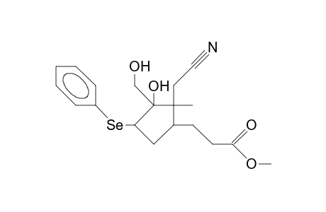 5-(2-Methoxycarbonyl-ethyl)-2-hydroxy-1-cyanomethyl-2-hydroxymethyl-1-methyl-3-phenylselenyl-cyclopentane
