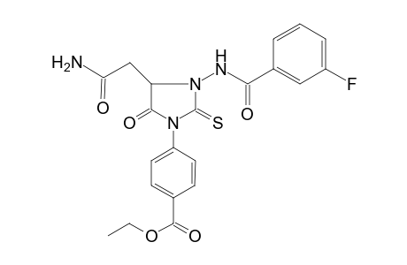 4-[4-(2-amino-2-keto-ethyl)-3-[(3-fluorobenzoyl)amino]-5-keto-2-thioxo-imidazolidin-1-yl]benzoic acid ethyl ester