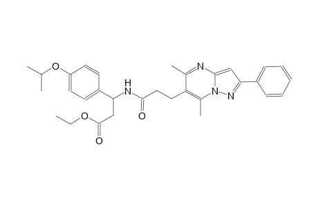benzenepropanoic acid, beta-[[3-(5,7-dimethyl-2-phenylpyrazolo[1,5-a]pyrimidin-6-yl)-1-oxopropyl]amino]-4-(1-methylethoxy)-, ethyl ester