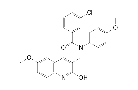 3-Chloranyl-N-[(6-methoxy-2-oxidanylidene-1H-quinolin-3-yl)methyl]-N-(4-methoxyphenyl)benzamide