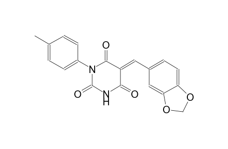 2,4,6(1H,3H,5H)-pyrimidinetrione, 5-(1,3-benzodioxol-5-ylmethylene)-1-(4-methylphenyl)-, (5E)-