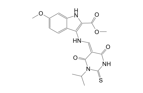 1H-indole-2-carboxylic acid, 6-methoxy-3-[[(Z)-(tetrahydro-1-(1-methylethyl)-4,6-dioxo-2-thioxo-5(2H)-pyrimidinylidene)methyl]amino]-, methyl ester