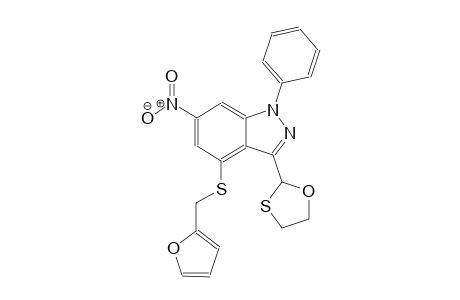 1H-indazole, 4-[(2-furanylmethyl)thio]-6-nitro-3-(1,3-oxathiolan-2-yl)-1-phenyl-