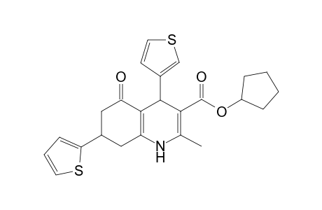 2-Methyl-5-oxo-7-thiophen-2-yl-4-(3-thiophenyl)-4,6,7,8-tetrahydro-1H-quinoline-3-carboxylic acid cyclopentyl ester