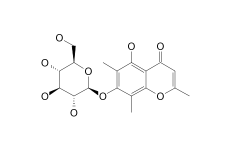 UNCINOSIDE-A;5-HYDROXY-2,6,8-TRIMETHYLCHROMONE-7-O-BETA-D-GLUCOPYRANOSIDE