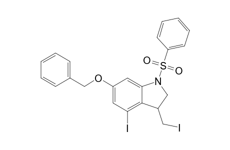 (3RS)-1-(Benzenesulfonyl)-6-(benzyloxy)-4-iodo-3-(iodomethyl)-2,5-dihydro-1H-indole