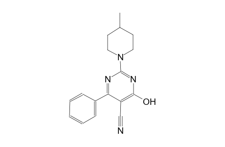 4-hydroxy-2-(4-methyl-1-piperidinyl)-6-phenyl-5-pyrimidinecarbonitrile