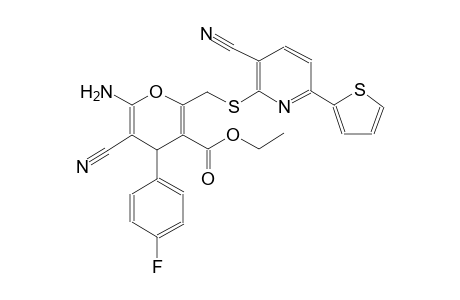 4H-pyran-3-carboxylic acid, 6-amino-5-cyano-2-[[[3-cyano-6-(2-thienyl)-2-pyridinyl]thio]methyl]-4-(4-fluorophenyl)-, ethyl ester