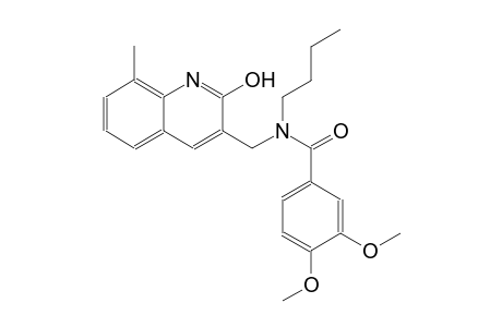 N-butyl-N-[(2-hydroxy-8-methyl-3-quinolinyl)methyl]-3,4-dimethoxybenzamide