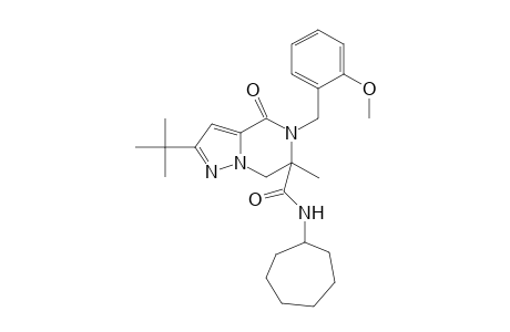 2-tert-Butyl-N-cycloheptyl-5-[(2-methoxyphenyl)methyl]-6-methyl-4-oxo-4H,5H,6H,7H-pyrazolo[1,5-a]pyrazine-6-carboxamide